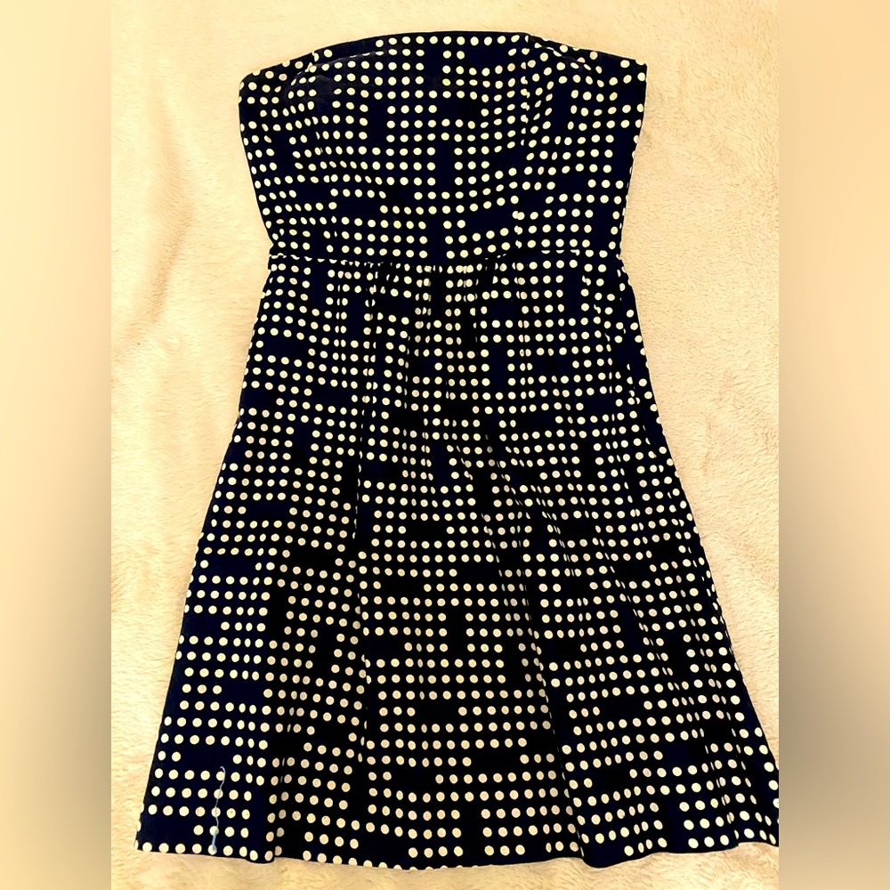 Gap Linen Polka Dot Strapless Dress